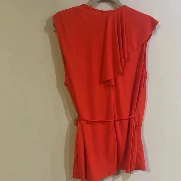 [L]Zara Red Sleeveless wrap top with ruffle  Trim-NWOT - Picture 5 of 5